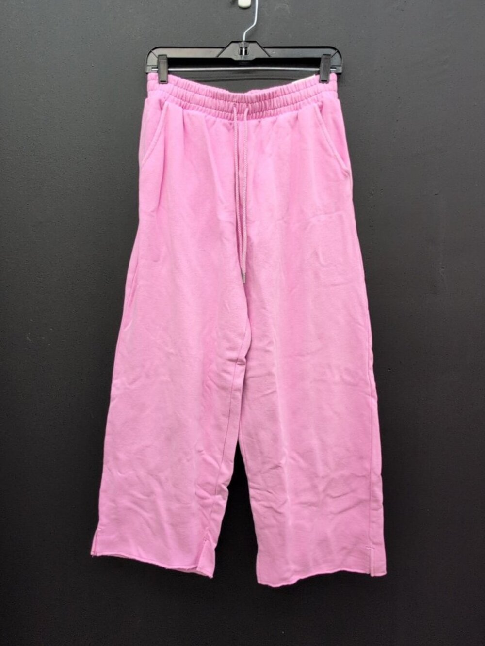 Victoria Secret Pink Campus Fleece Wide Leg Split Hem Women Sweatpant Small Pink